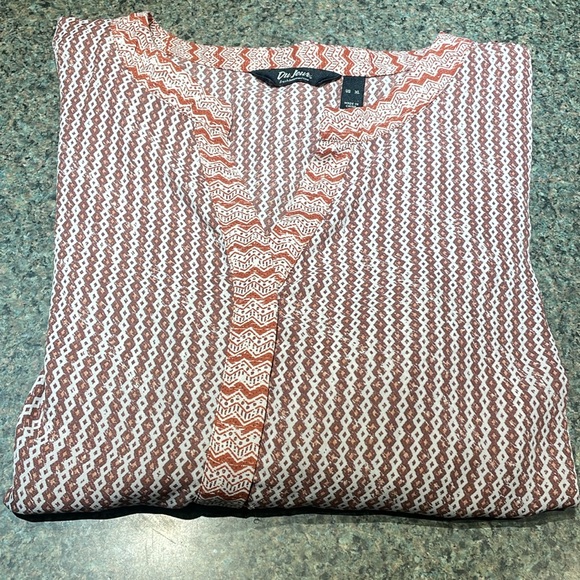 Du Jour XL flowy blouse orange brown statement sleeves button chest lightweight - Picture 11 of 11